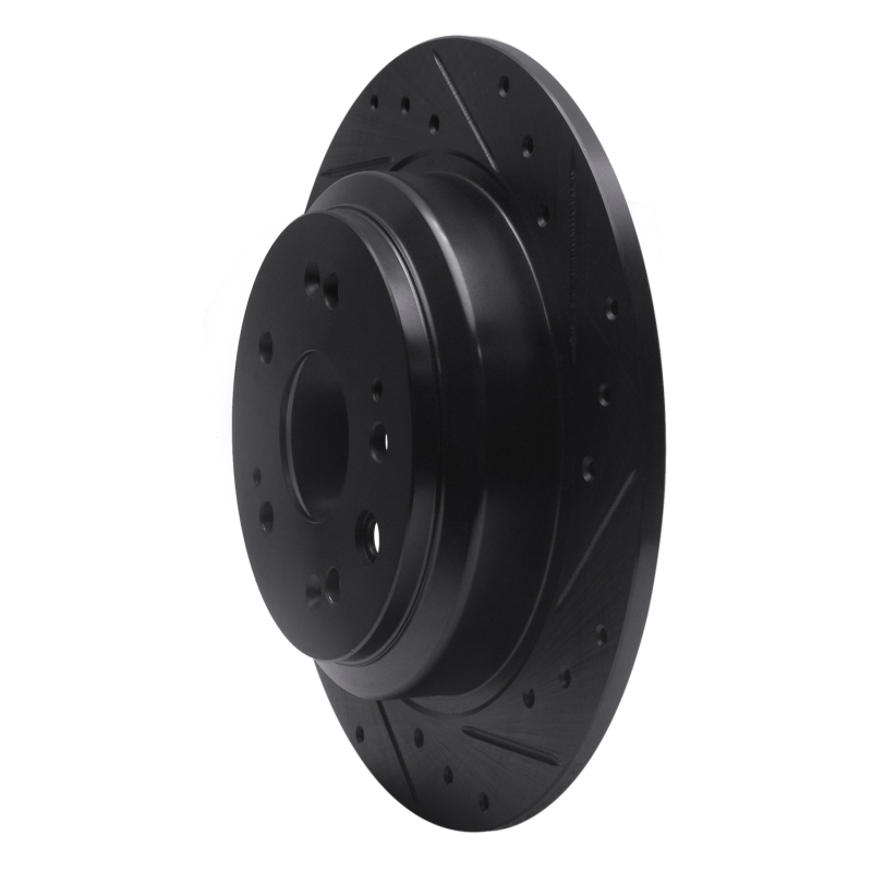 Honda Accord Crosstour Brake Rotor (1) - Rear Right - R1 Concepts - Drilled & Slotted - Black - `10-`15